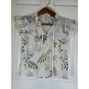 solitaire womens tops L Cottagecore Boho Spring Feminine Floral Ruffle Summer